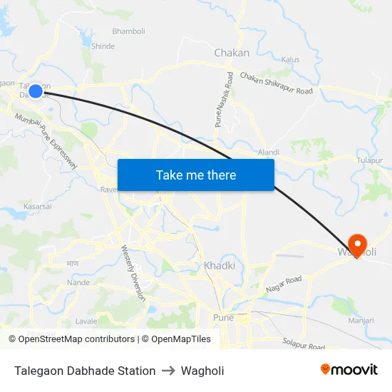 Talegaon Dabhade Station to Wagholi map