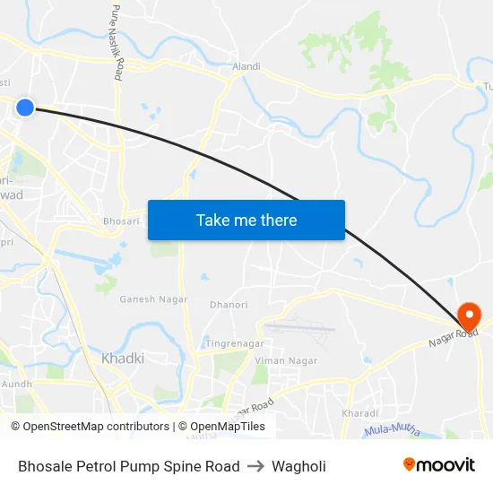 Bhosale Petrol Pump Spine Road to Wagholi map