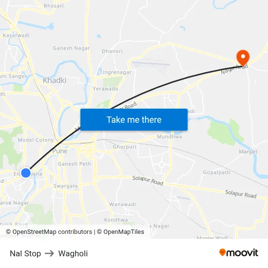 Nal Stop to Wagholi map