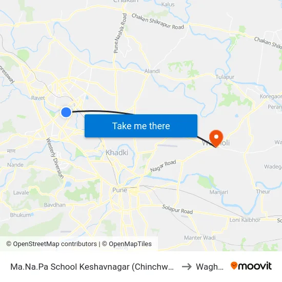Ma.Na.Pa School Keshavnagar (Chinchwad) to Wagholi map