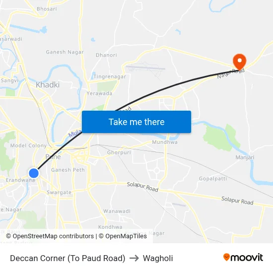Deccan Corner (To Paud Road) to Wagholi map