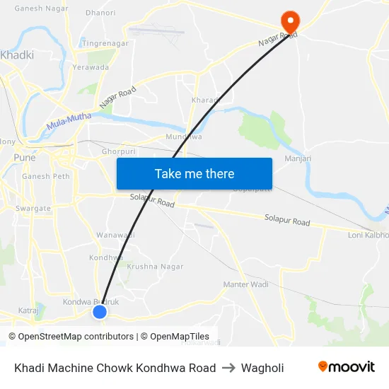 Khadi Machine Chowk Kondhwa Road to Wagholi map