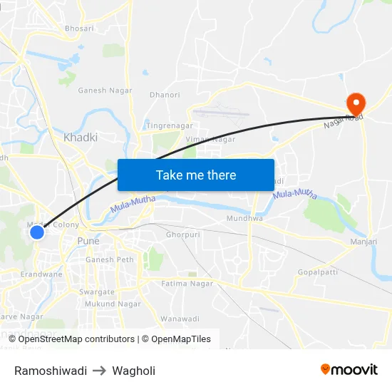 Ramoshiwadi to Wagholi map