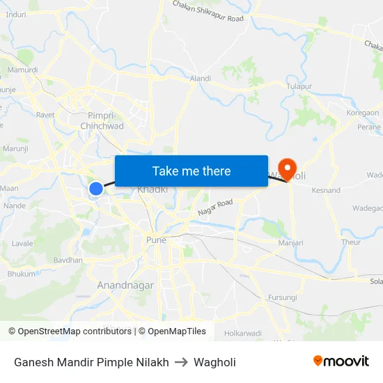 Ganesh Mandir Pimple Nilakh to Wagholi map