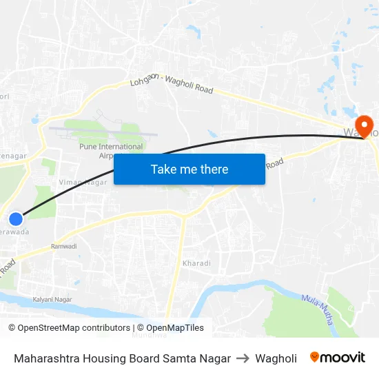 Maharashtra Housing Board Samta Nagar to Wagholi map