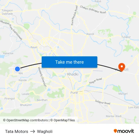 Tata Motors to Wagholi map
