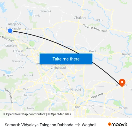 Samarth Vidyalaya Talegaon Dabhade to Wagholi map