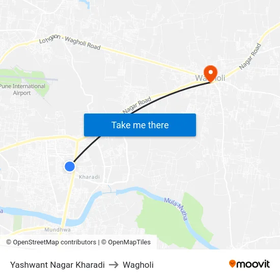 Yashwant Nagar Kharadi to Wagholi map