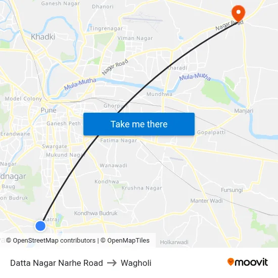Datta Nagar Narhe Road to Wagholi map