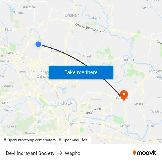 Devi Indrayani Society to Wagholi map