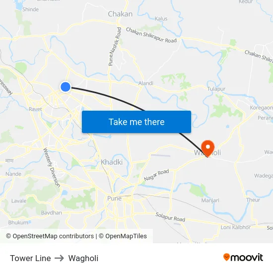Tower Line to Wagholi map