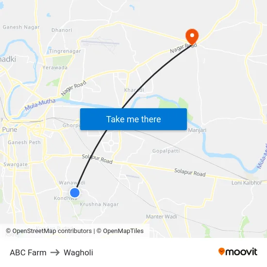 ABC Farm to Wagholi map