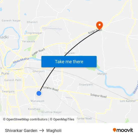 Shivarkar Garden to Wagholi map