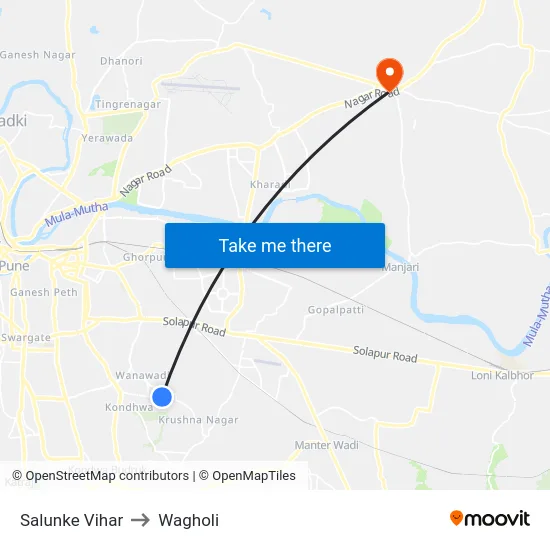 Salunke Vihar to Wagholi map