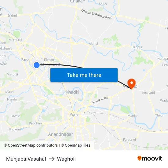 Munjaba Vasahat to Wagholi map