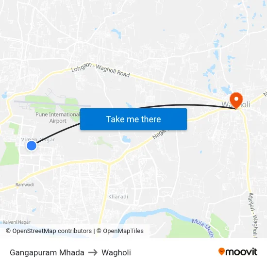 Gangapuram Mhada to Wagholi map