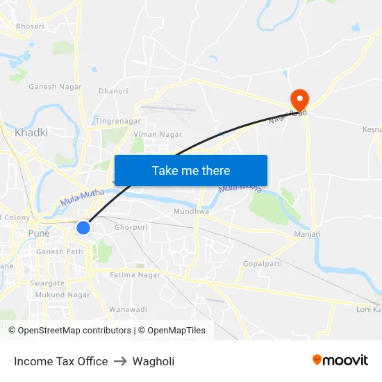 Income Tax Office to Wagholi map
