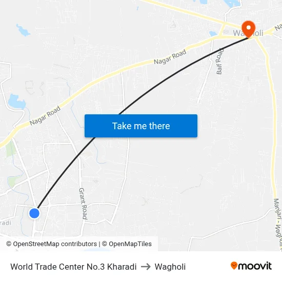 World Trade Center No.3 Kharadi to Wagholi map