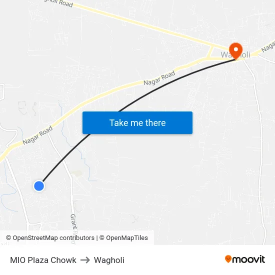 MIO Plaza Chowk to Wagholi map