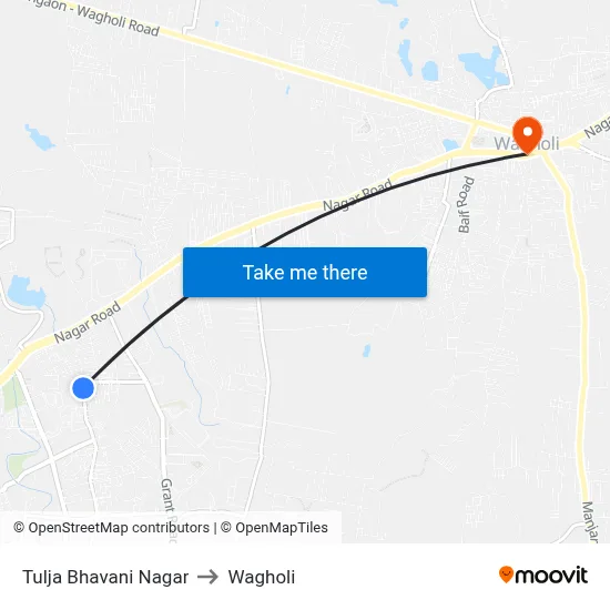 Tulja Bhavani Nagar to Wagholi map