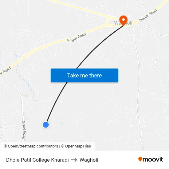 Dhole Patil College Kharadi to Wagholi map