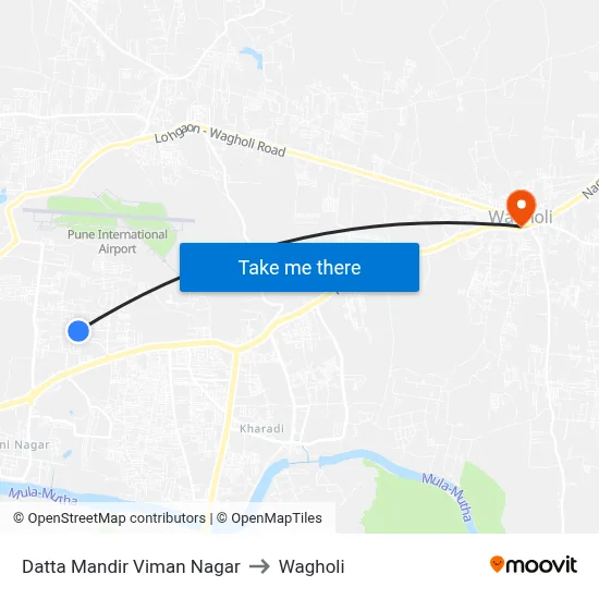 Datta Mandir Viman Nagar to Wagholi map