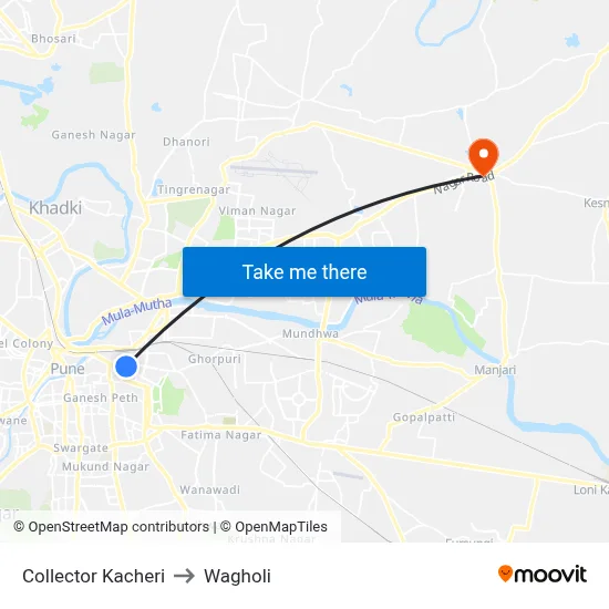 Collector Kacheri to Wagholi map