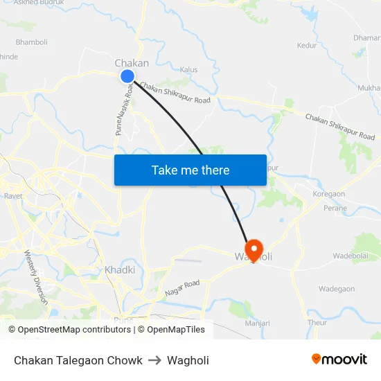 Chakan Talegaon Chowk to Wagholi map