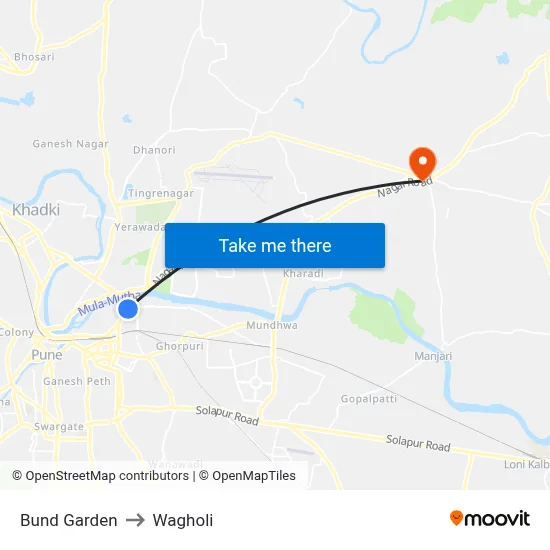 Bund Garden to Wagholi map
