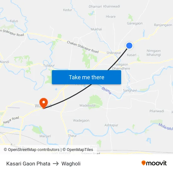 Kasari Gaon Phata to Wagholi map