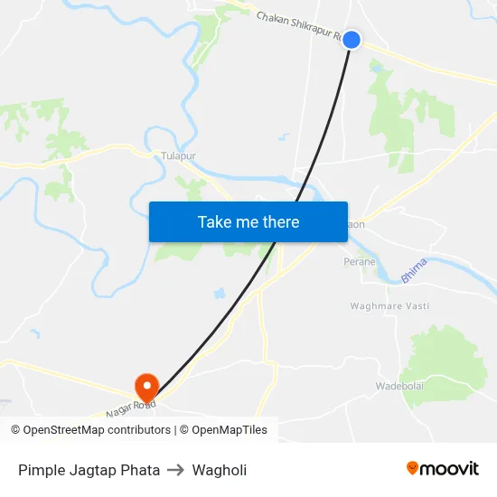 Pimple Jagtap Phata to Wagholi map