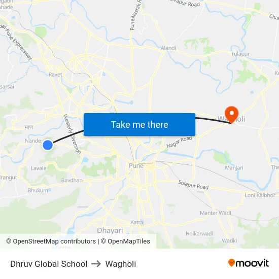 Dhruv Global School to Wagholi map