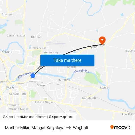 Madhur Milan Mangal Karyalaya to Wagholi map
