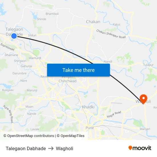 Talegaon Dabhade to Wagholi map