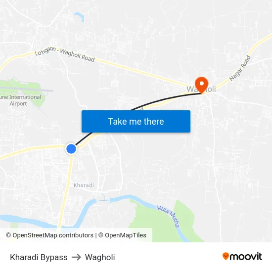 Kharadi Bypass to Wagholi map