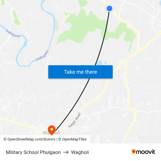 Military School Phulgaon to Wagholi map