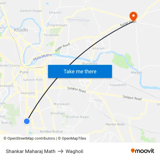 Shankar Maharaj Math to Wagholi map