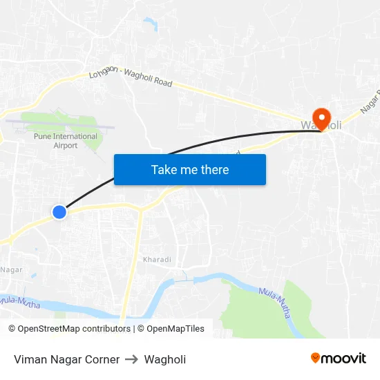 Viman Nagar Corner to Wagholi map