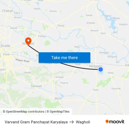 Varvand Gram Panchayat Karyalaya to Wagholi map