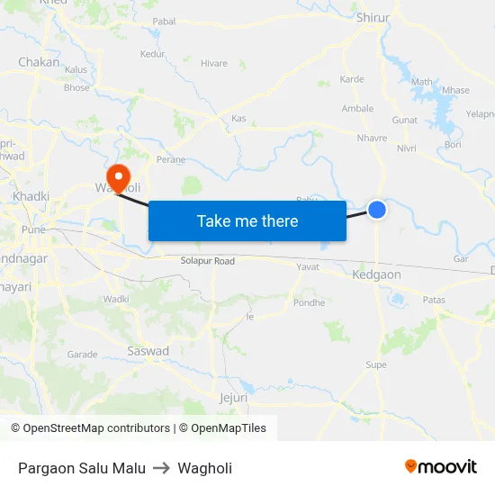 Pargaon Salu Malu to Wagholi map