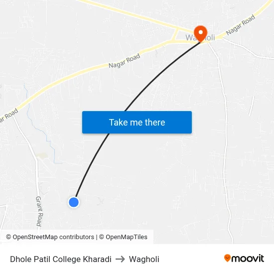 Dhole Patil College Kharadi to Wagholi map