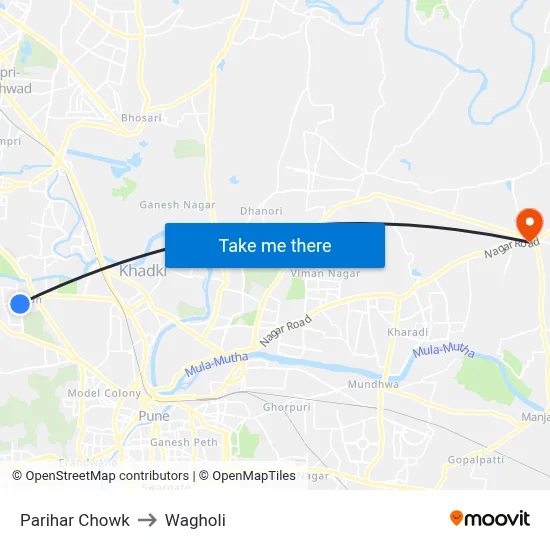 Parihar Chowk to Wagholi map
