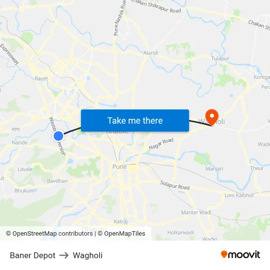 Baner Depot to Wagholi map