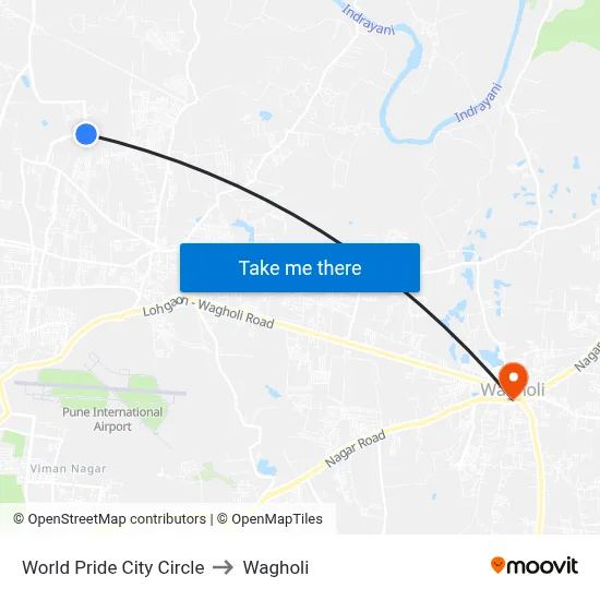 World Pride City Circle to Wagholi map