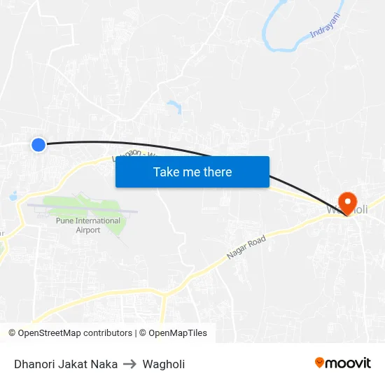 Dhanori Jakat Naka to Wagholi map
