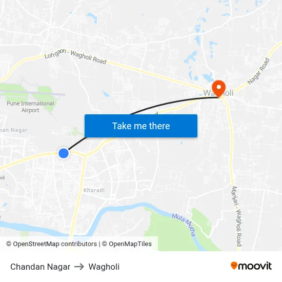 Chandan Nagar to Wagholi map