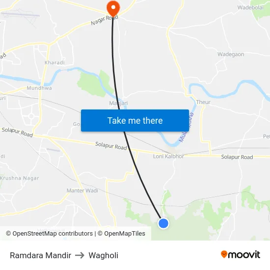 Ramdara Mandir to Wagholi map