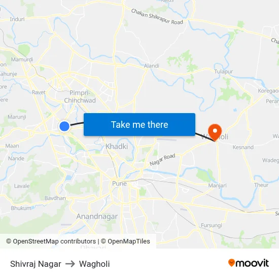 Shivraj Nagar to Wagholi map