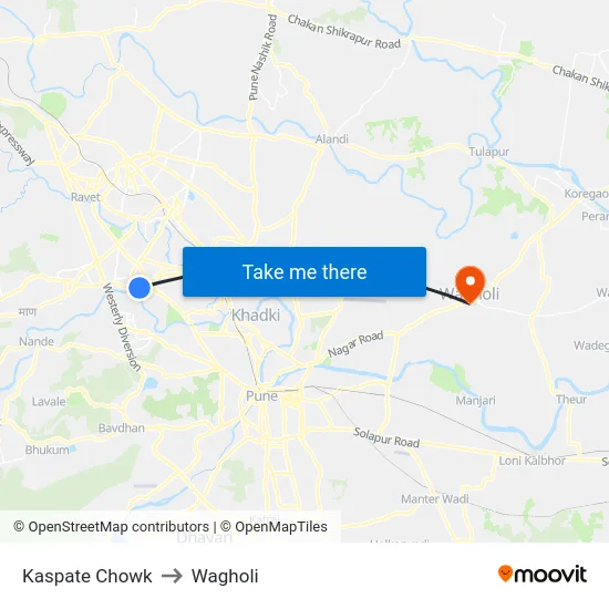 Kaspate Chowk to Wagholi map