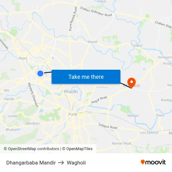 Dhangarbaba Mandir to Wagholi map